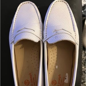 Women’s white leather loafers